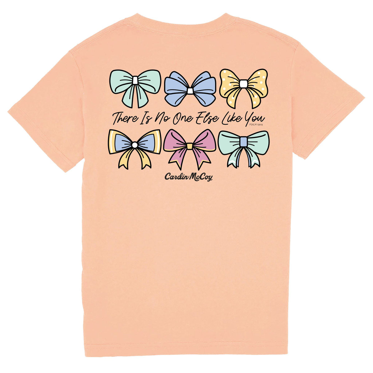 Kids' No One Like You Bows Short Sleeve Tee Short Sleeve T-Shirt Cardin McCoy Peach S (6/7) Pocket