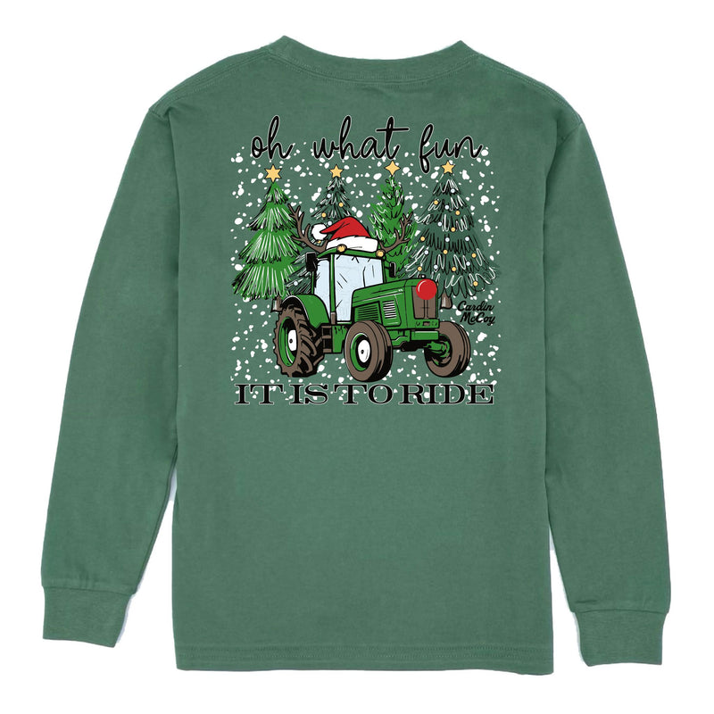 Kids' Oh What Fun Long-Sleeve Tee Long Sleeve T-Shirt Cardin McCoy Dark Olive XXS (2/3) Pocket