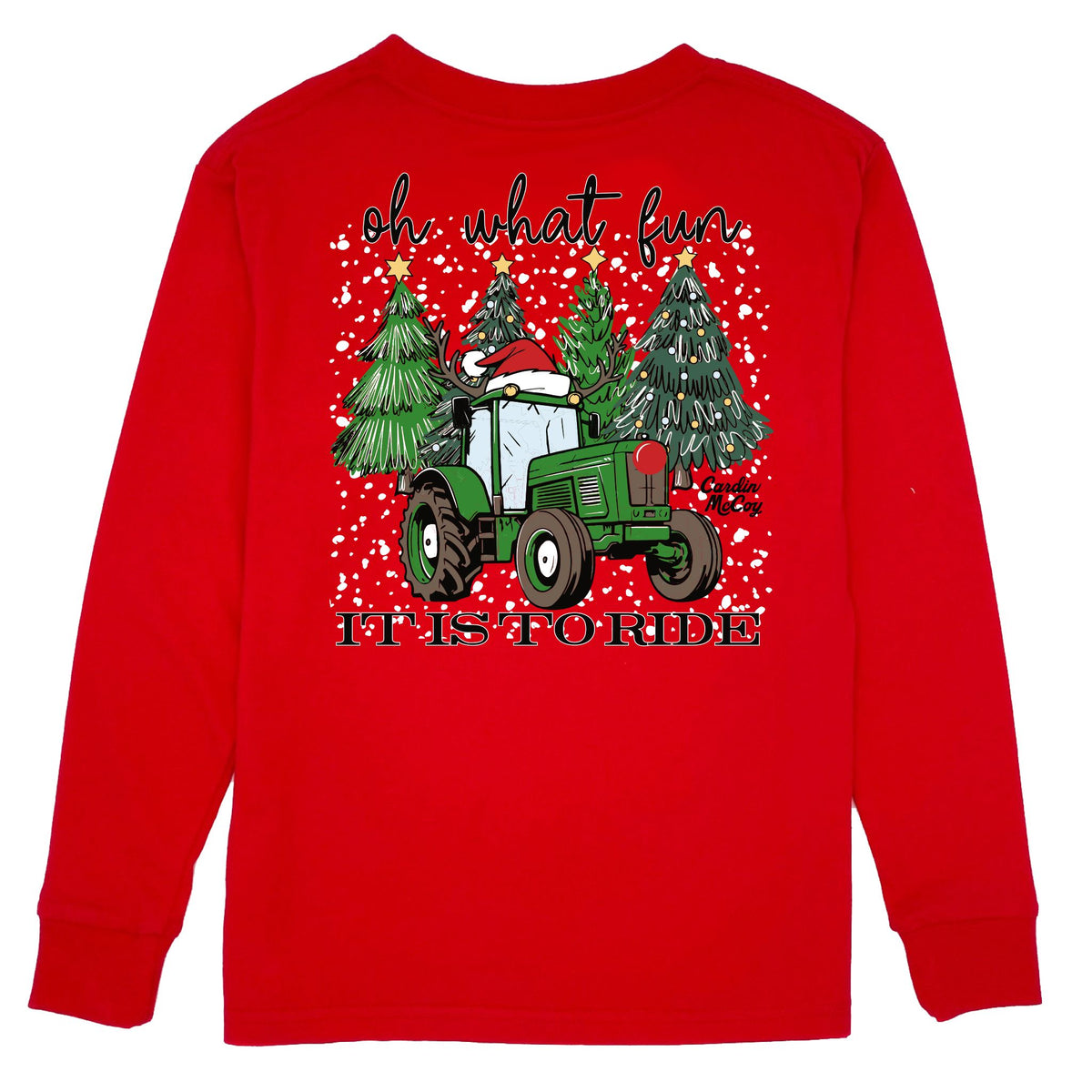 Kids' Oh What Fun Long-Sleeve Tee Long Sleeve T-Shirt Cardin McCoy Red XXS (2/3) Pocket