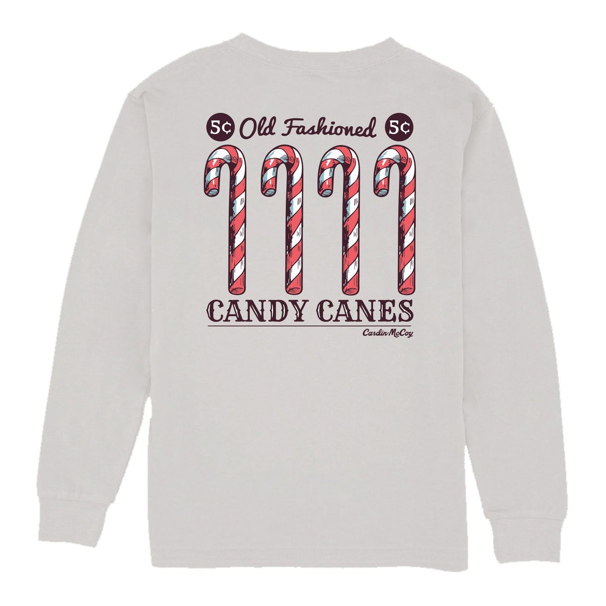 Kids' Old-Fashioned Candy Cane Long-Sleeve Tee Long Sleeve T-Shirt Cardin McCoy Ice Gray XXS (2/3) Pocket