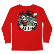 Kids' Out Here Ballin' Long-Sleeve Tee Long Sleeve T-Shirt Cardin McCoy Red XXS (2/3) Pocket