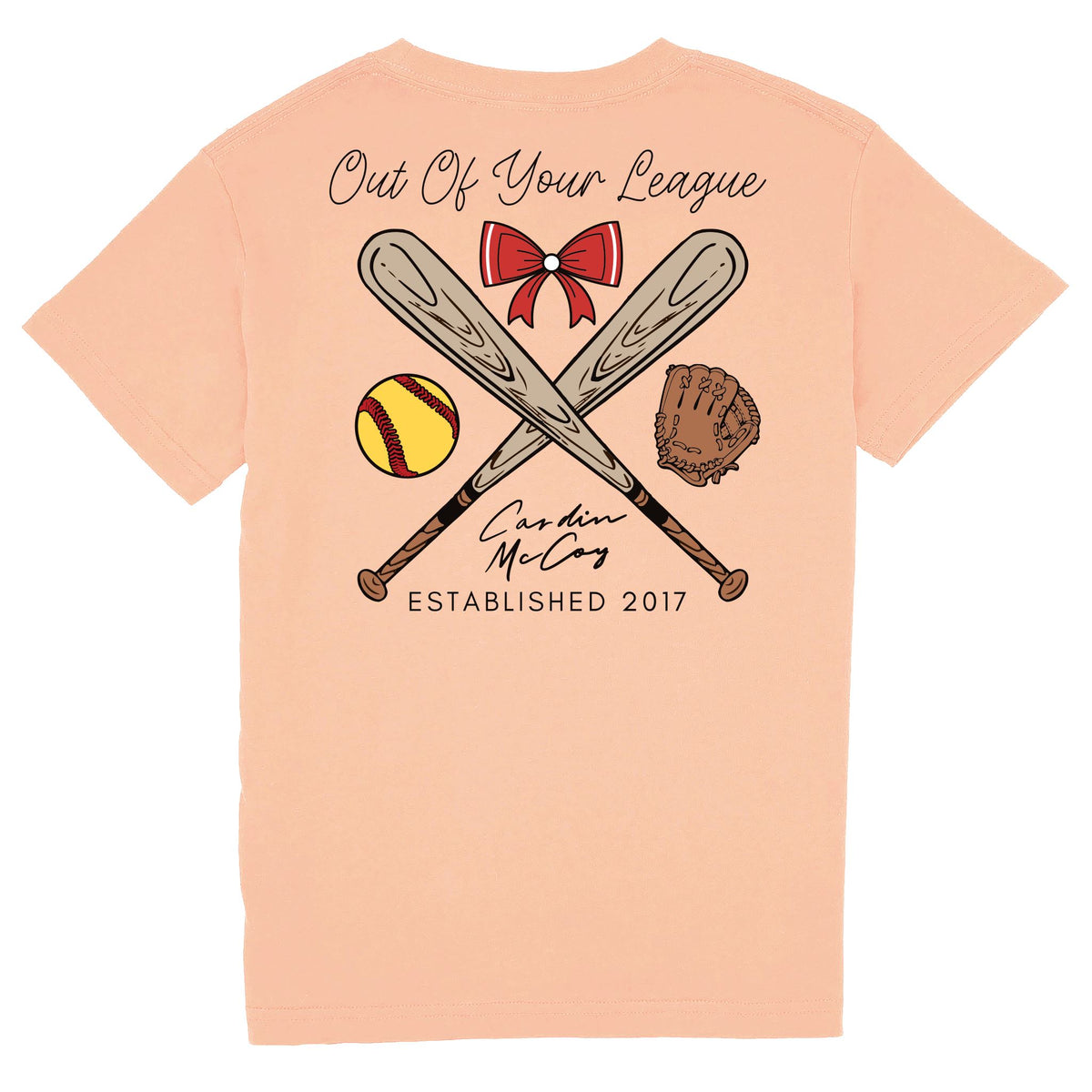 Kids' Out of Your League Girls Short Sleeve Pocket Tee Short Sleeve T-Shirt Cardin McCoy Peach XXS (2/3) 