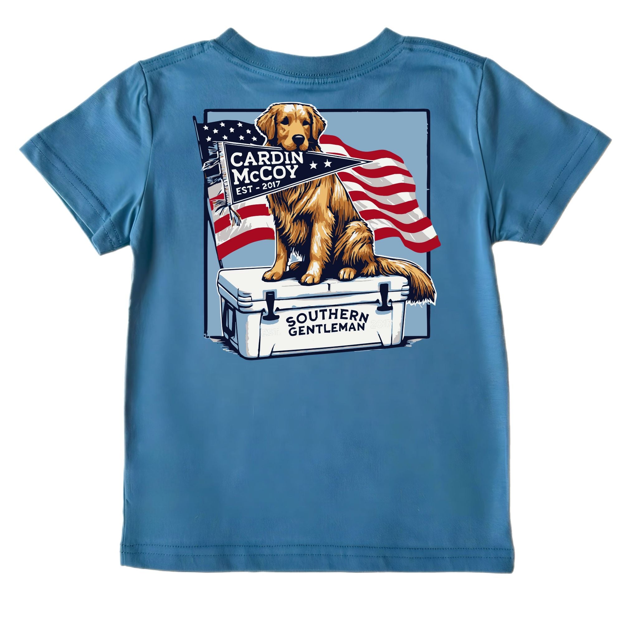 Kids' Patriotic Southern Gentleman Short-Sleeve Tee Short Sleeve T-Shirt Cardin McCoy Blue XXS (2/3) Pocket