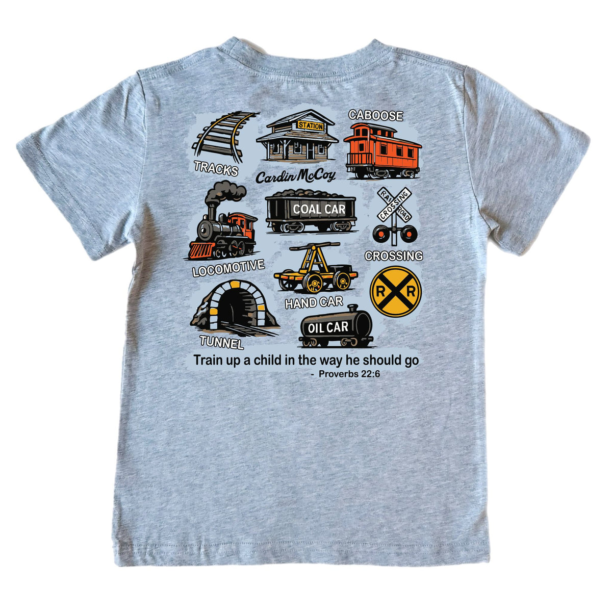 Kids' Proverbs 22:6 Short-Sleeve Tee Short Sleeve T-Shirt Cardin McCoy Heather Gray XXS (2/3) Pocket