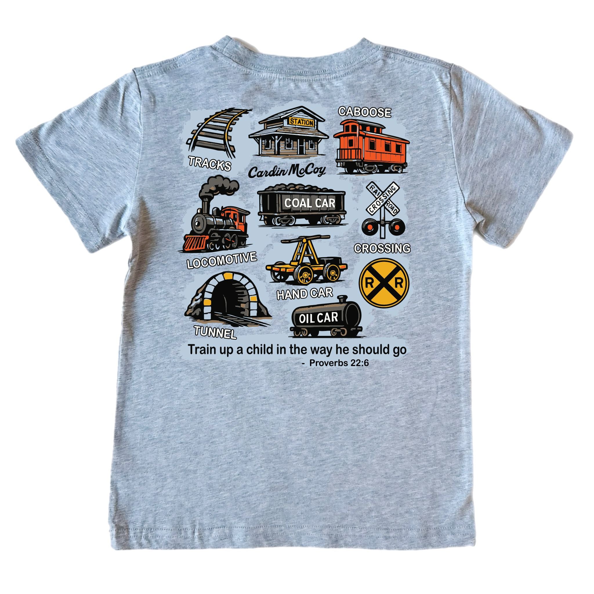 Kids' Proverbs 22:6 Short-Sleeve Tee Short Sleeve T-Shirt Cardin McCoy Heather Gray XXS (2/3) Pocket