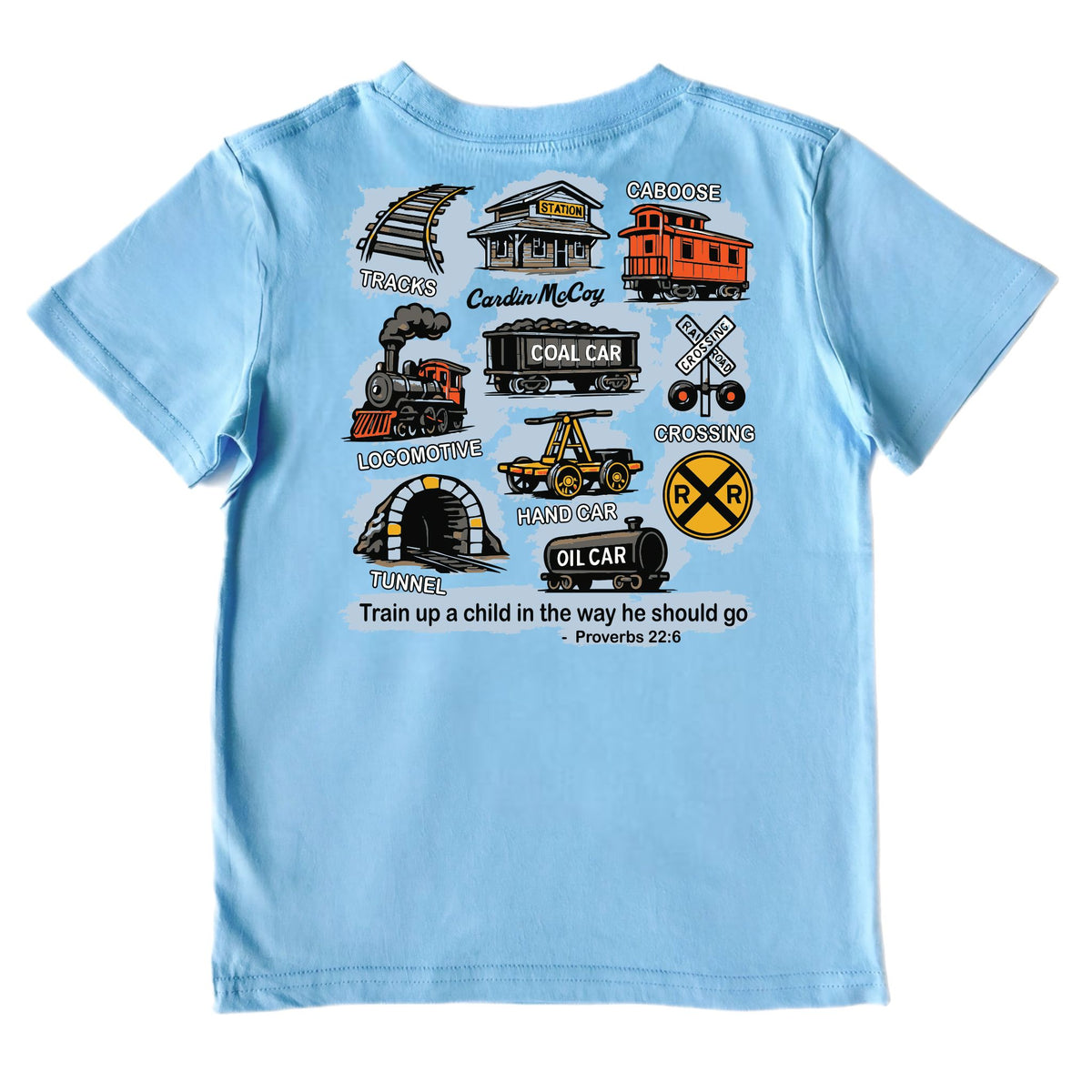 Kids' Proverbs 22:6 Short-Sleeve Tee Short Sleeve T-Shirt Cardin McCoy Light Blue XXS (2/3) No Pocket