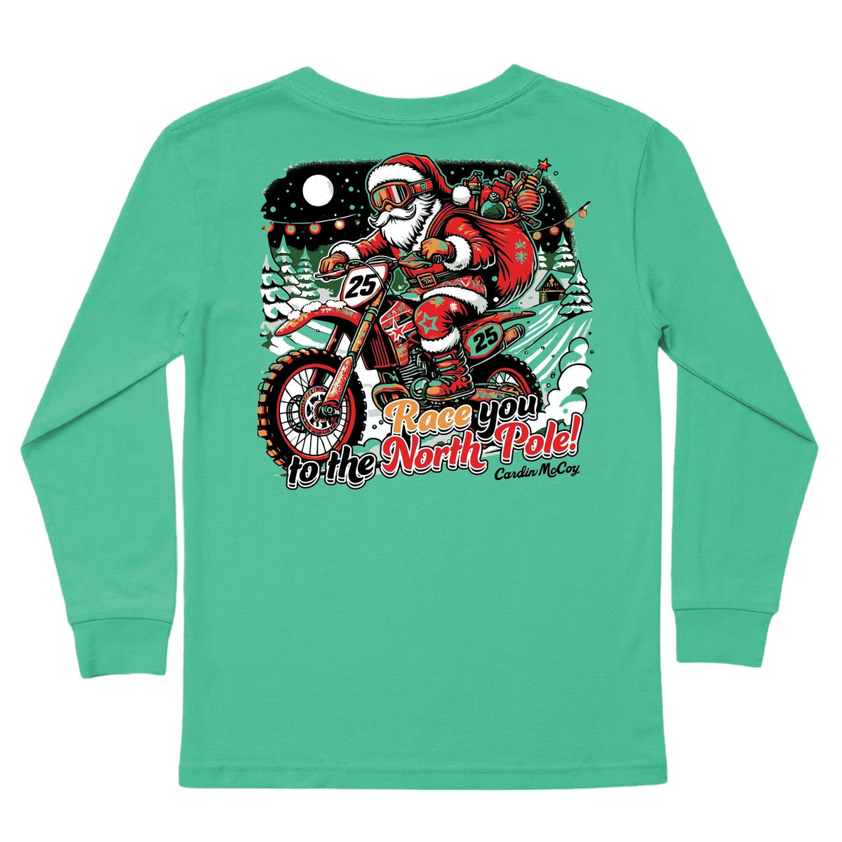 Kids' Race To The North Pole Long-Sleeve Tee Long Sleeve T-Shirt Cardin McCoy Green XXS (2/3) Pocket
