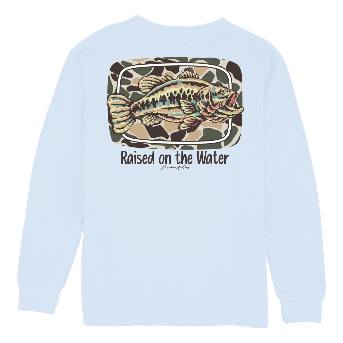 Kids' Raised in the Water Fish Long Sleeve Pocket Tee Long Sleeve T-Shirt Cardin McCoy Cool Blue XXS (2/3) 