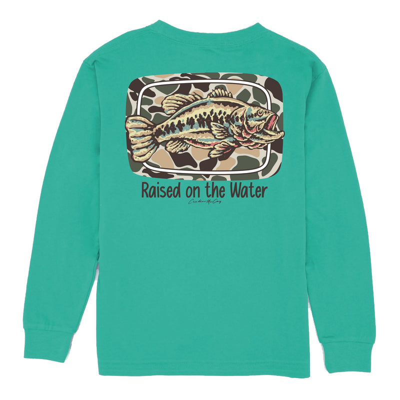 Kids' Raised in the Water Fish Long Sleeve Pocket Tee Long Sleeve T-Shirt Cardin McCoy Teal XXS (2/3) 