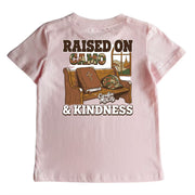 Kids' Raised on Camo and Kindness Short-Sleeve Tee Short Sleeve T-Shirt Cardin McCoy Light Pink XXS (2/3) Pocket