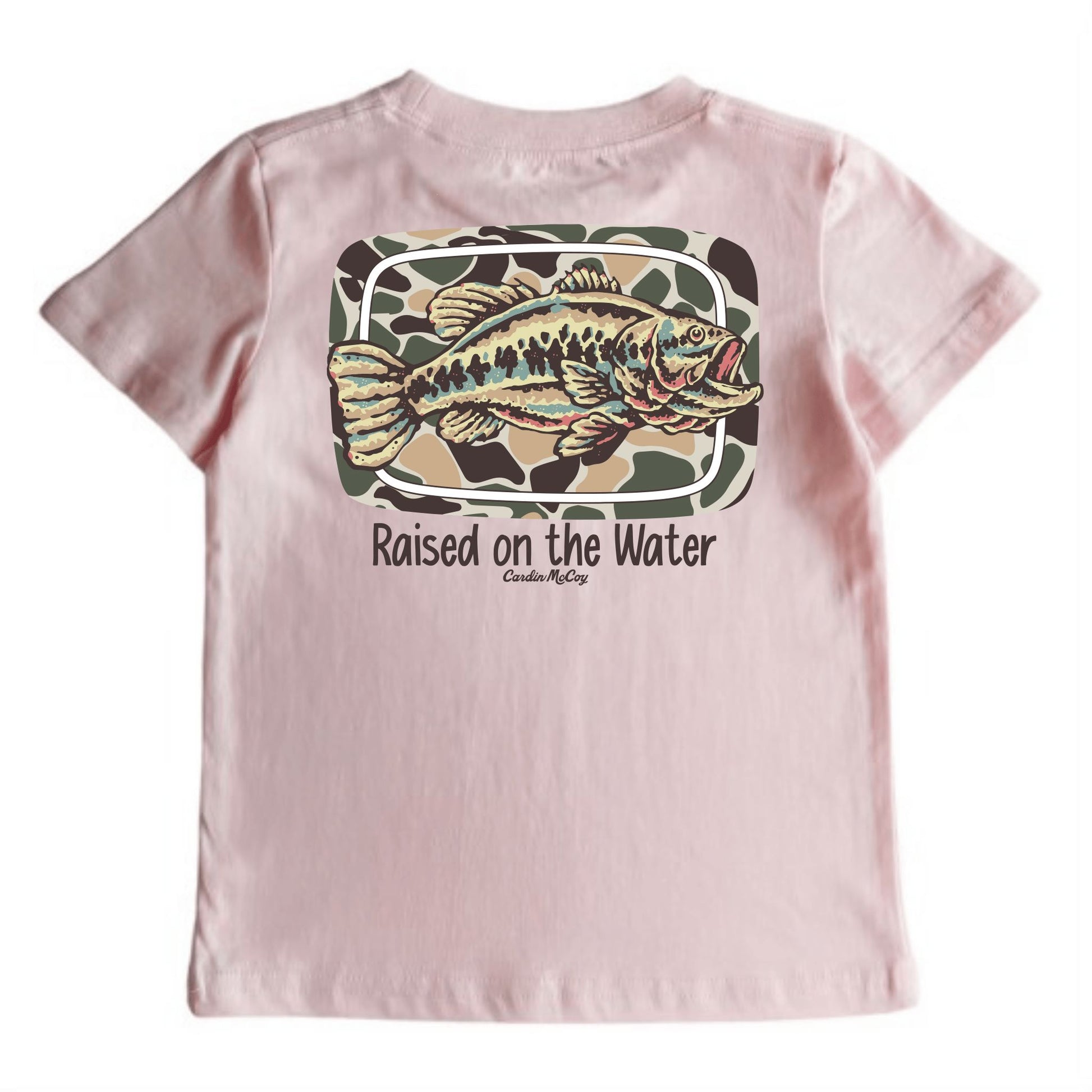 Kids' Raised on the Water Fish Short-Sleeve Tee Short Sleeve T-Shirt Cardin McCoy Light Pink XXS (2/3) Pocket