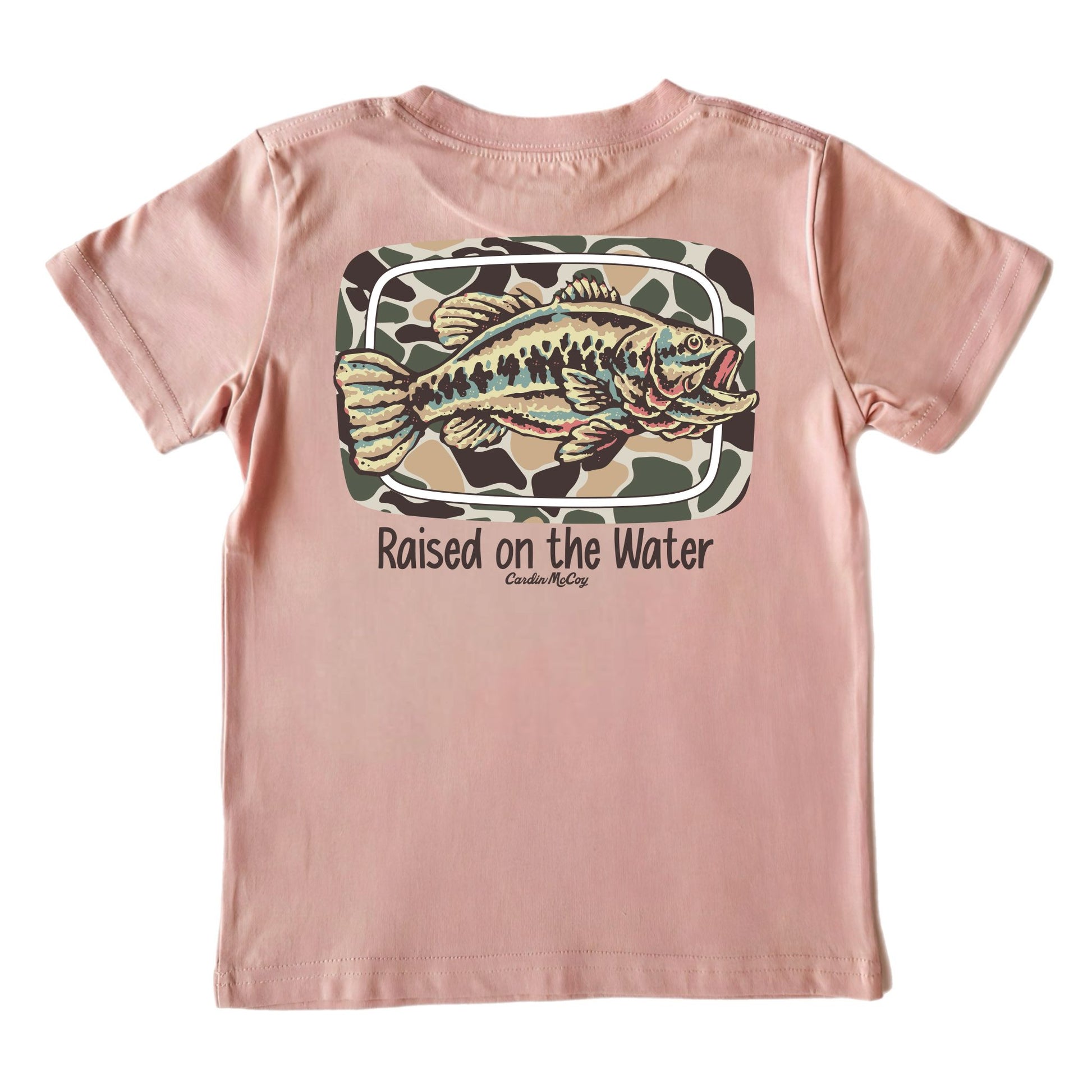 Kids' Raised on the Water Fish Short-Sleeve Tee Short Sleeve T-Shirt Cardin McCoy Rose Tan XXS (2/3) Pocket
