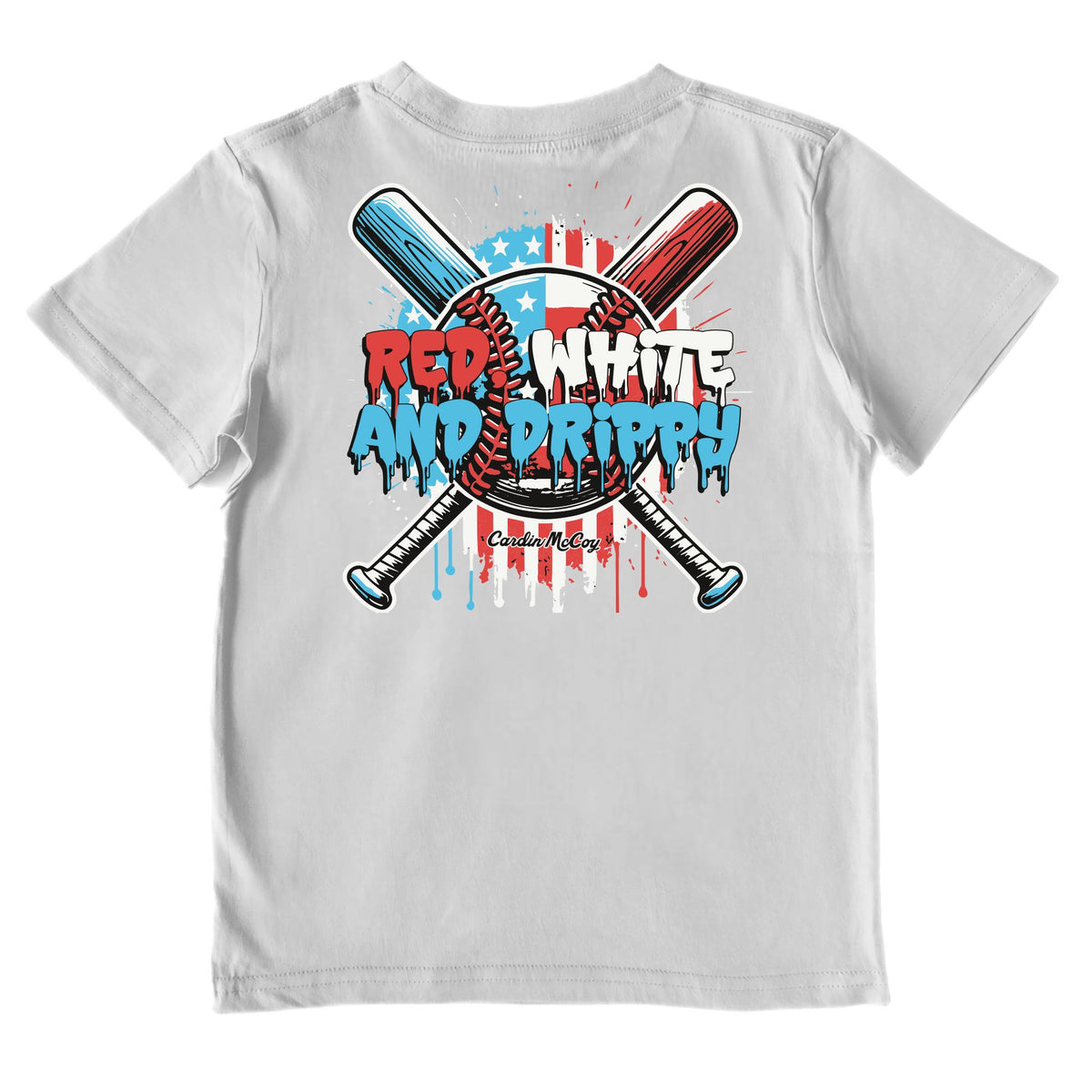 Kids' Red, White and Drippy Short-Sleeve Tee Short Sleeve T-Shirt Cardin McCoy Ice Gray XXS (2/3) Pocket