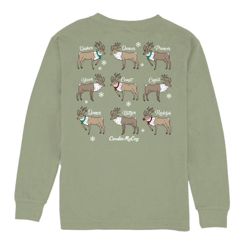 Kids' Reindeer Breeds Long-Sleeve Tee Long Sleeve T-Shirt Cardin McCoy Light Olive XXS (2/3) Pocket