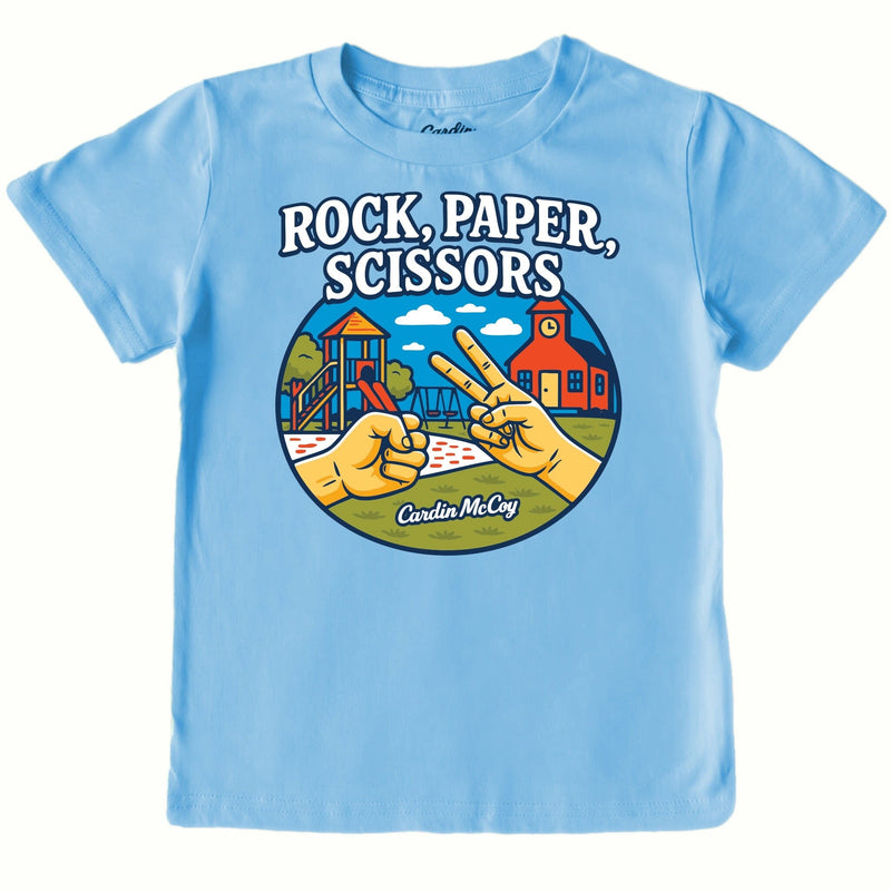 Kids' Rock, Paper, Scissors Front Short-Sleeve Tee Short Sleeve T-Shirt Cardin McCoy Light Blue XXS (2/3) Front