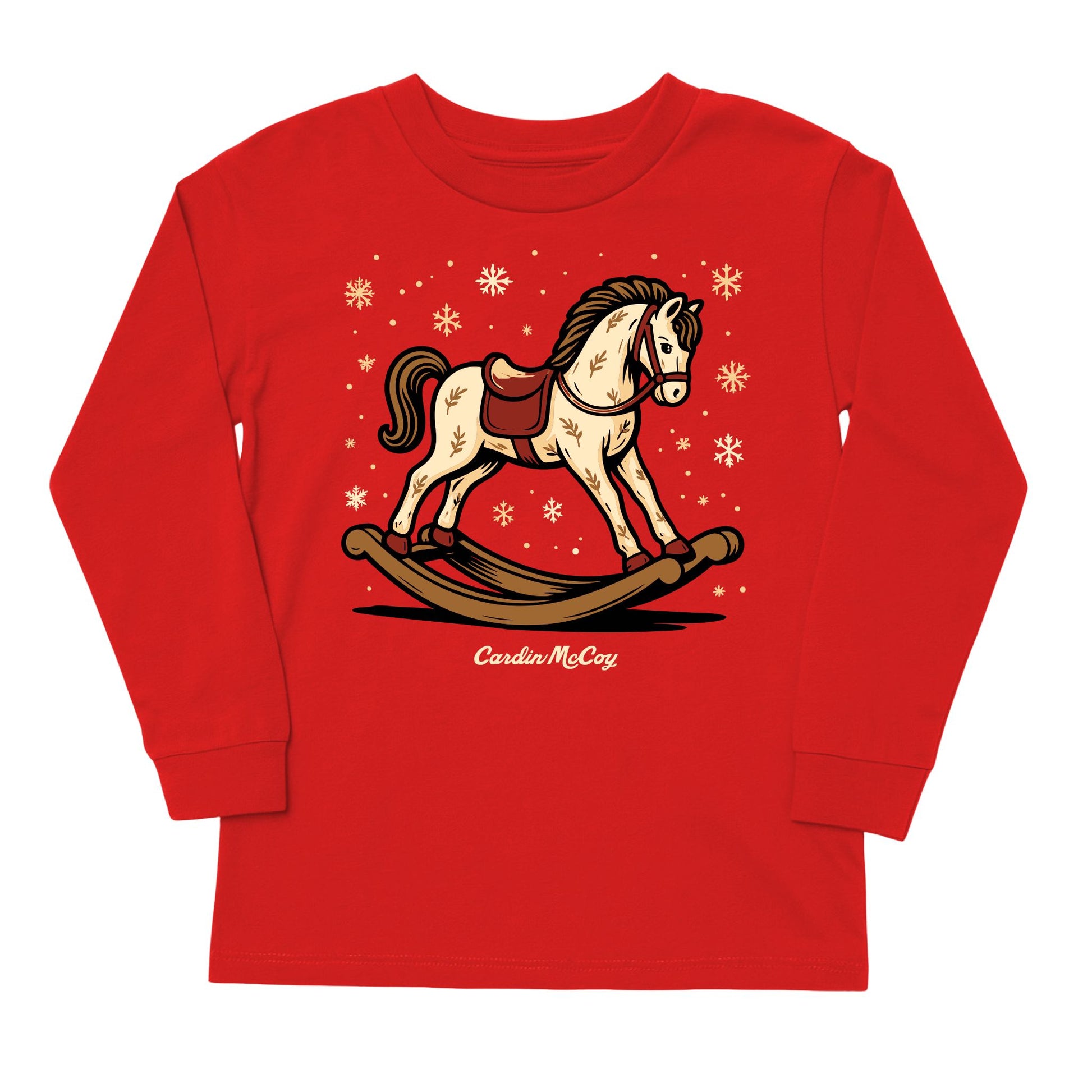 Kids' Rocking Horse Front Long-Sleeve Tee Long Sleeve T-Shirt Cardin McCoy Red XXS (2/3) No Pocket