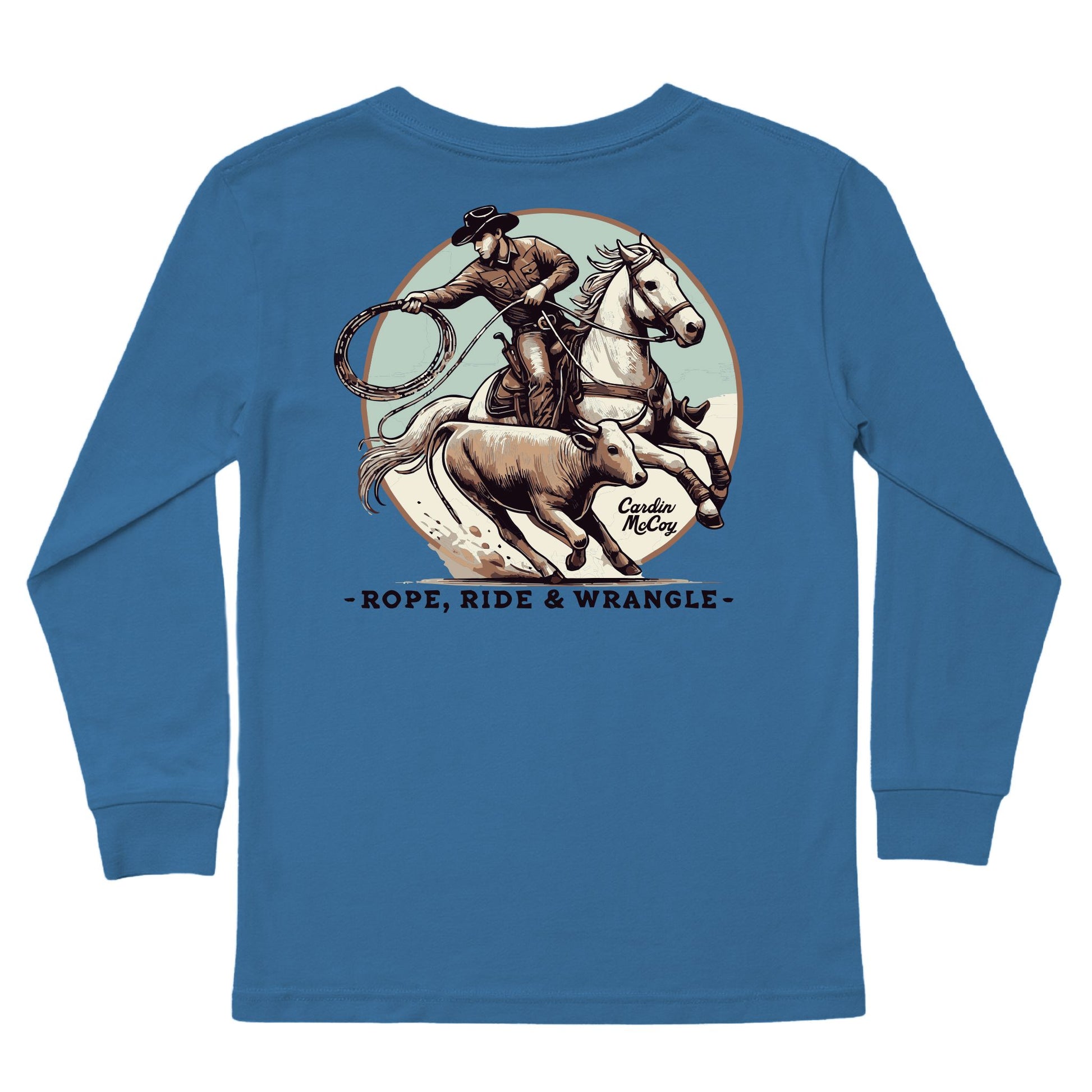Kids' Rope, Ride & Wrangle Long-Sleeve Tee Long Sleeve T-Shirt Cardin McCoy Blue XXS (2/3) Pocket