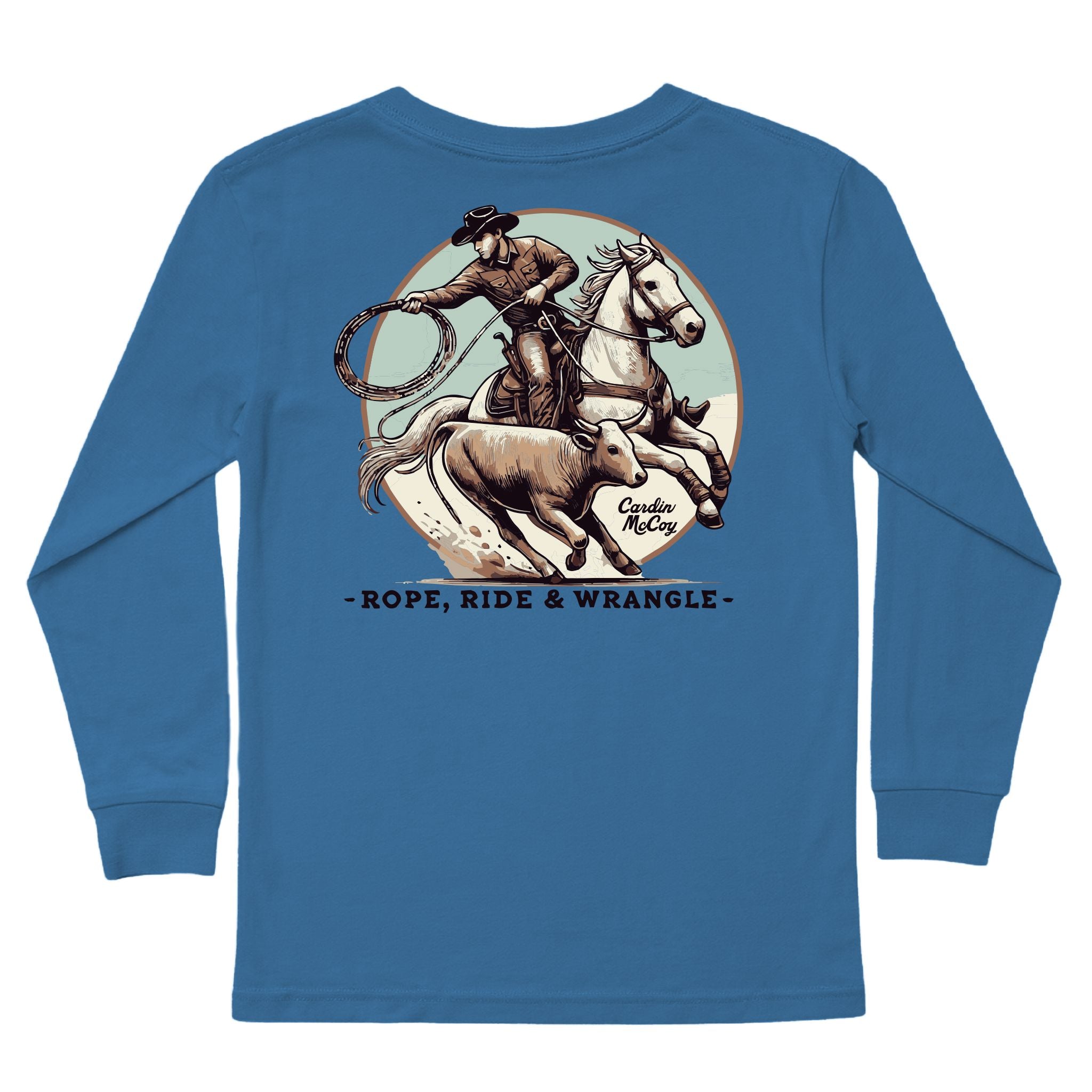 Kids' Rope, Ride & Wrangle Long-Sleeve Tee Long Sleeve T-Shirt Cardin McCoy Blue XXS (2/3) Pocket