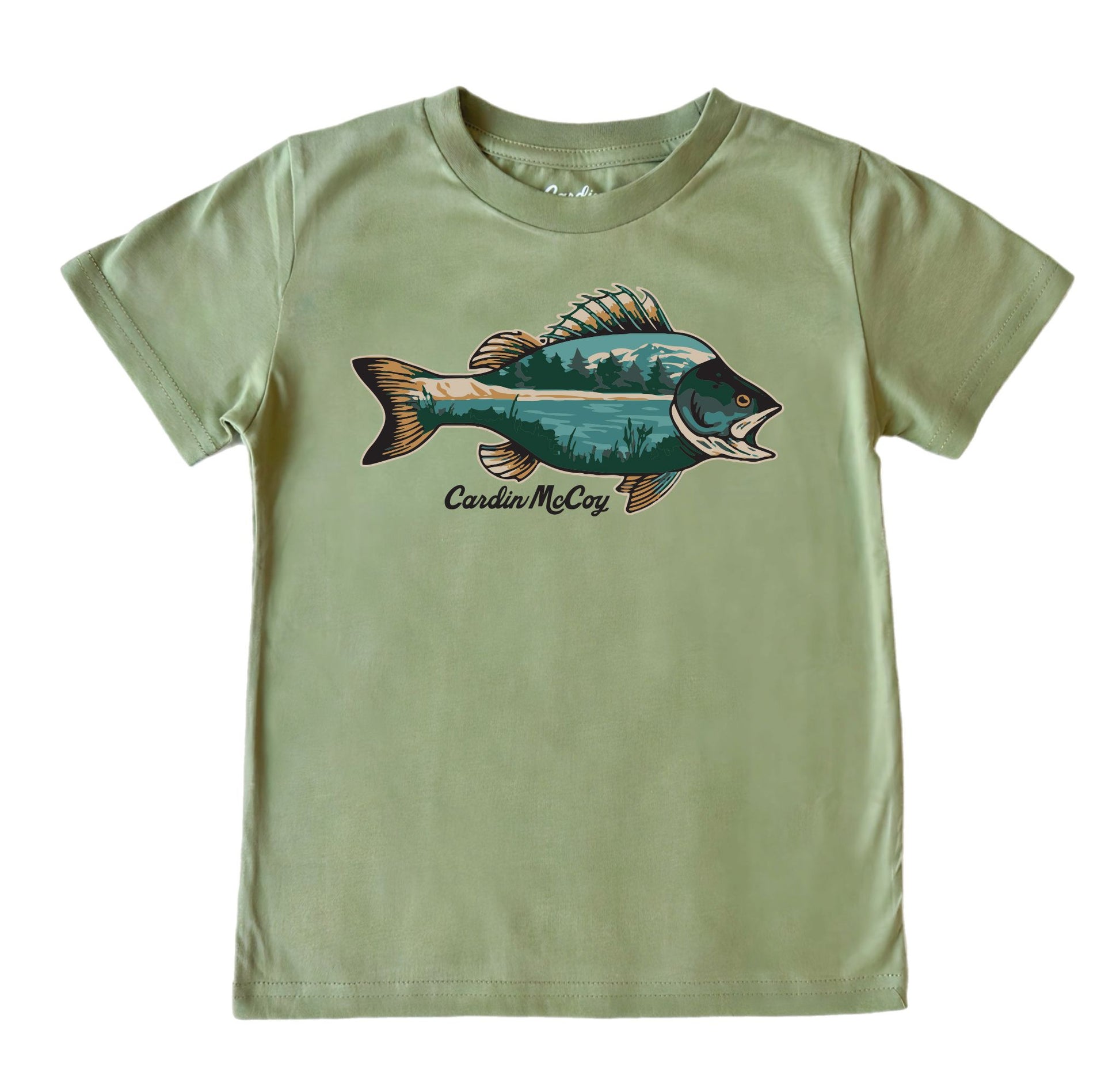 Kids' Sandbar Fish Front Short-Sleeve Tee Short Sleeve T-Shirt Cardin McCoy Light Olive XXS (2/3) No Pocket