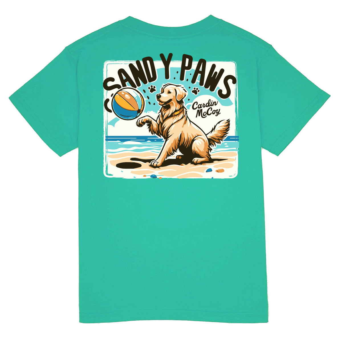 Kids' Sandy Paws Short Sleeve Tee Short Sleeve T-Shirt Cardin McCoy Teal XXS (2/3) No Pocket