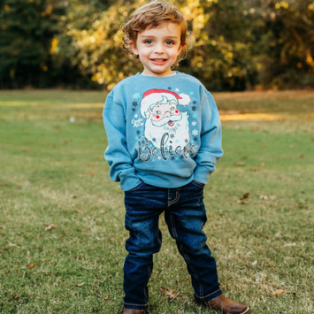 Kids' Santa Believe Front Crewneck Sweatshirt Sweatshirt Cardin McCoy 