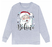 Kids' Santa Believe Front Long-Sleeve Tee Long Sleeve T-Shirt Cardin McCoy Heather Gray XXS (2/3) No Pocket