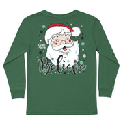 Kids' Santa Believe Long-Sleeve Tee Long Sleeve T-Shirt Cardin McCoy Dark Olive XXS (2/3) Pocket