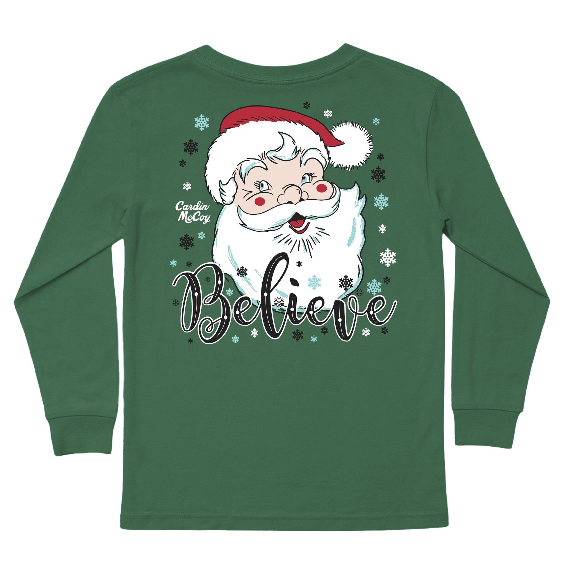 Kids' Santa Believe Long-Sleeve Tee Long Sleeve T-Shirt Cardin McCoy Dark Olive XXS (2/3) Pocket