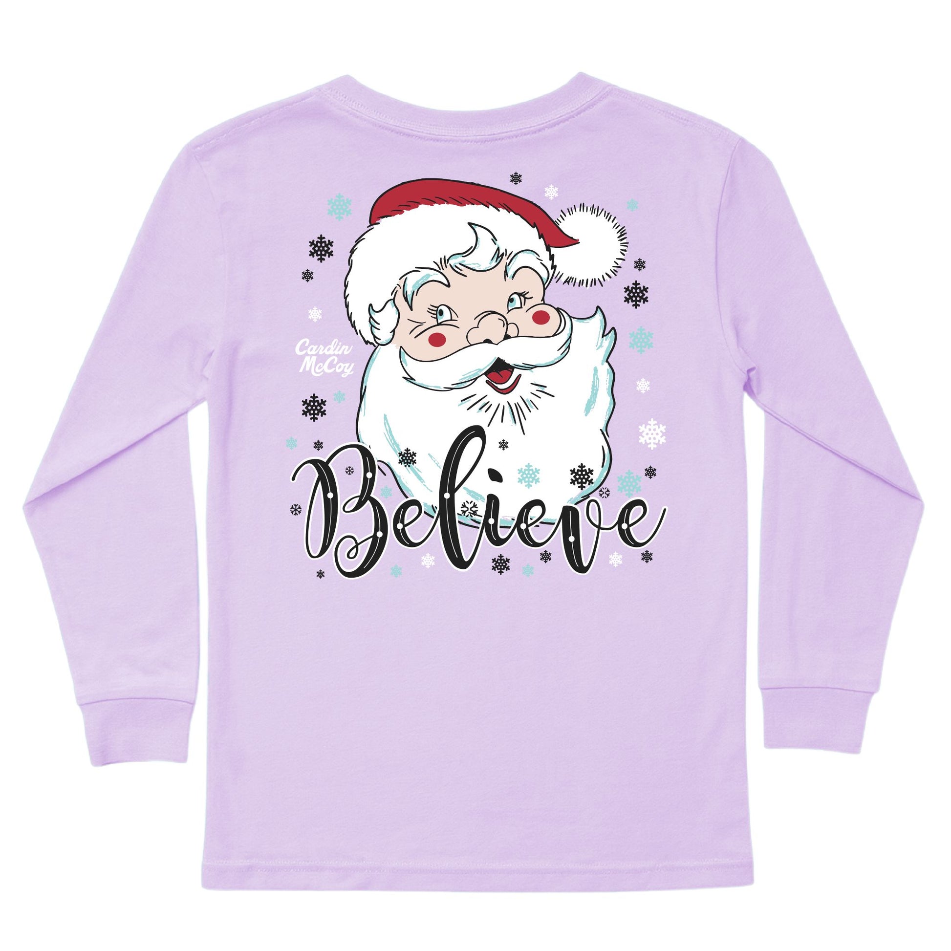 Kids' Santa Believe Long-Sleeve Tee Long Sleeve T-Shirt Cardin McCoy Lavender XXS (2/3) Pocket