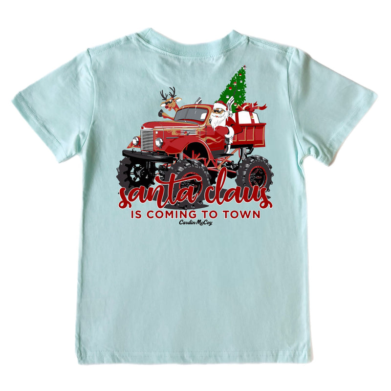 Kids' Santa Claus is Coming to Town Short-Sleeve Tee Short Sleeve T-Shirt Cardin McCoy Blue Mint XXS (2/3) Pocket