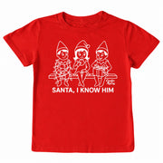 Kids' Santa I Know Him Front Short-Sleeve Tee Short Sleeve T-Shirt Cardin McCoy Red XXS (2/3) Front