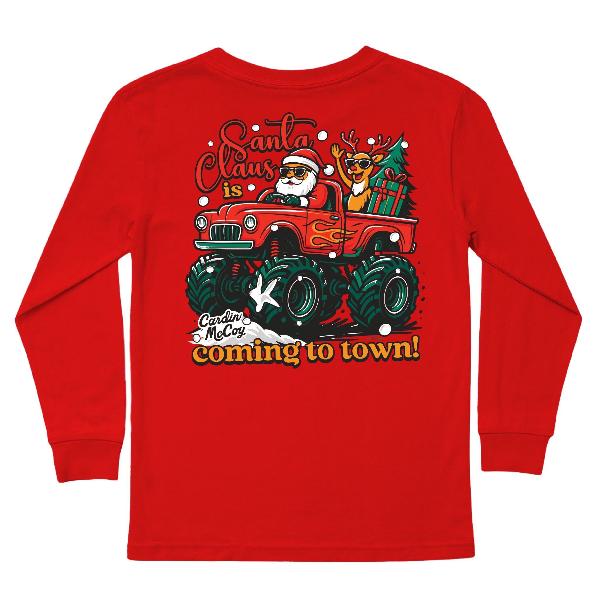 Kids' Santa Monster Truck Long-Sleeve Tee - Fun and Festive