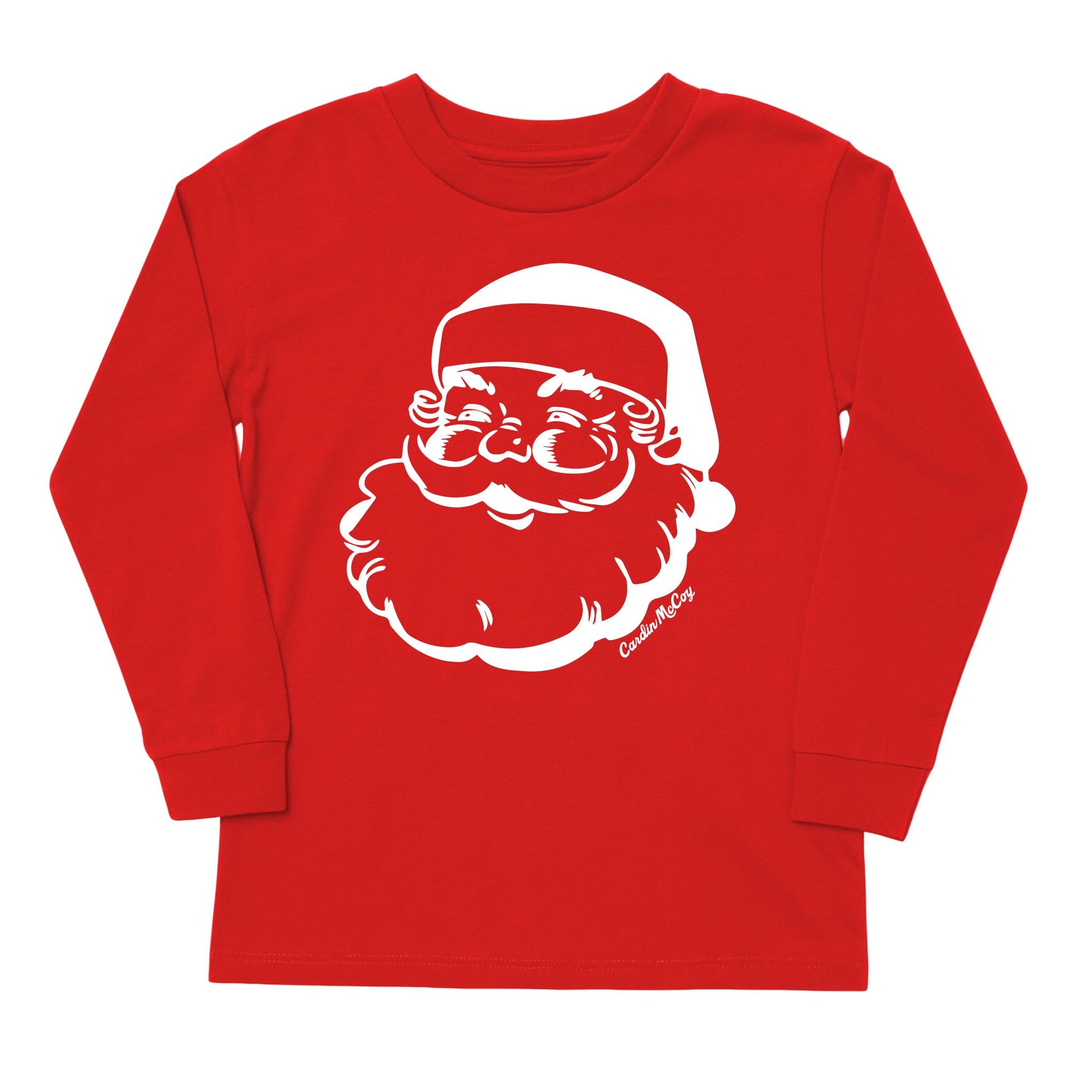 Kids' Santa Sketch White Front Long-Sleeve Tee Long Sleeve T-Shirt Cardin McCoy Red XXS (2/3) No Pocket