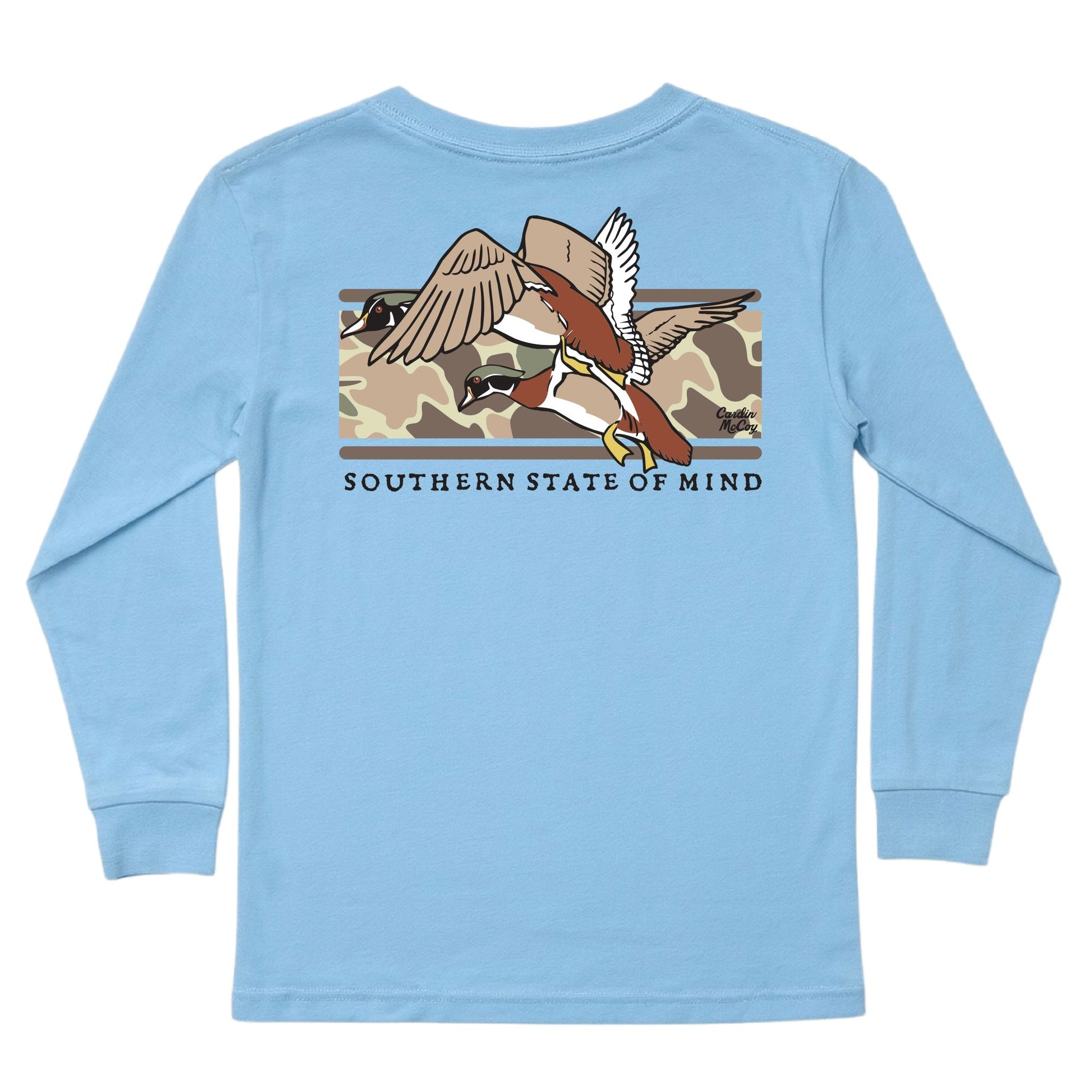 Kids' Southern State Of Mind Wood Ducks Long-Sleeve Tee Long Sleeve T-Shirt Cardin McCoy Light Blue XXS (2/3) Pocket