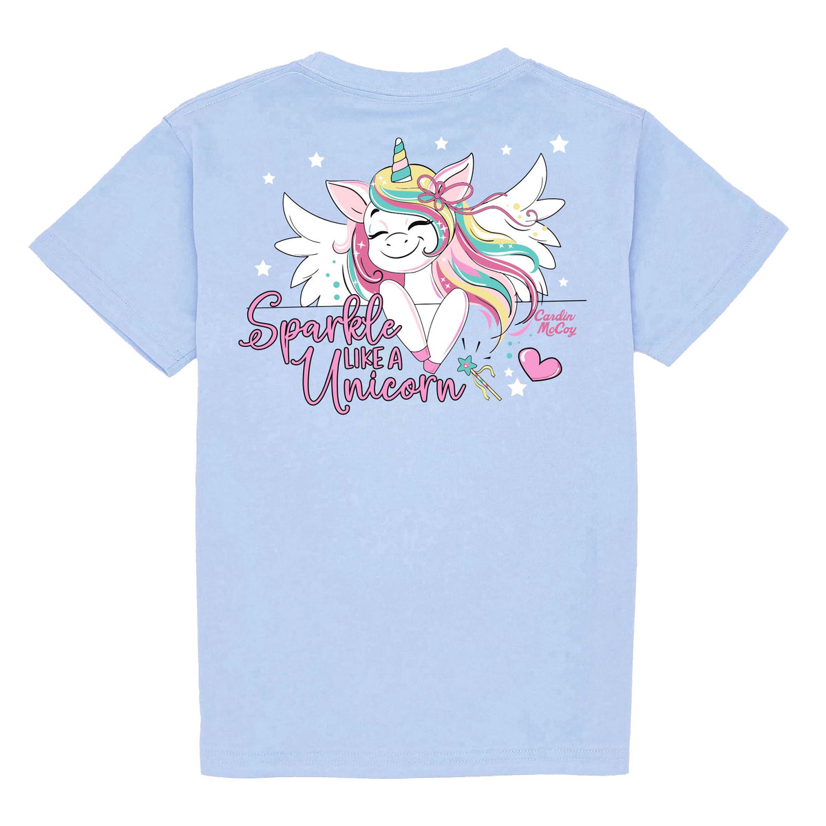 Kids' Sparkle Like a Unicorn Short Sleeve Tee Short Sleeve T-Shirt Cardin McCoy Light Blue XXS (2/3) No Pocket