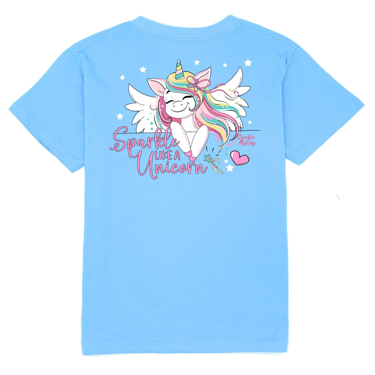 Kids' Sparkle Like a Unicorn Short Sleeve Tee Short Sleeve T-Shirt Cardin McCoy Ocean M (8) Pocket