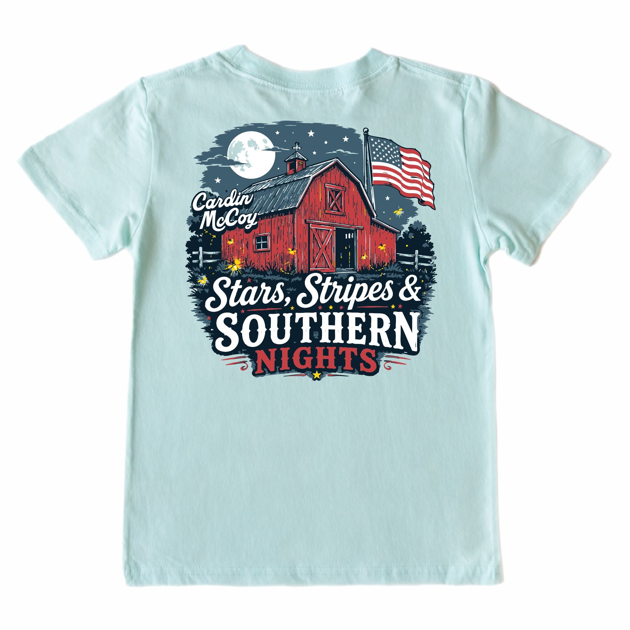 Kids' Stars, Stripes and Southern Nights Short-Sleeve Tee Short Sleeve T-Shirt Cardin McCoy Blue Mint XXS (2/3) Pocket