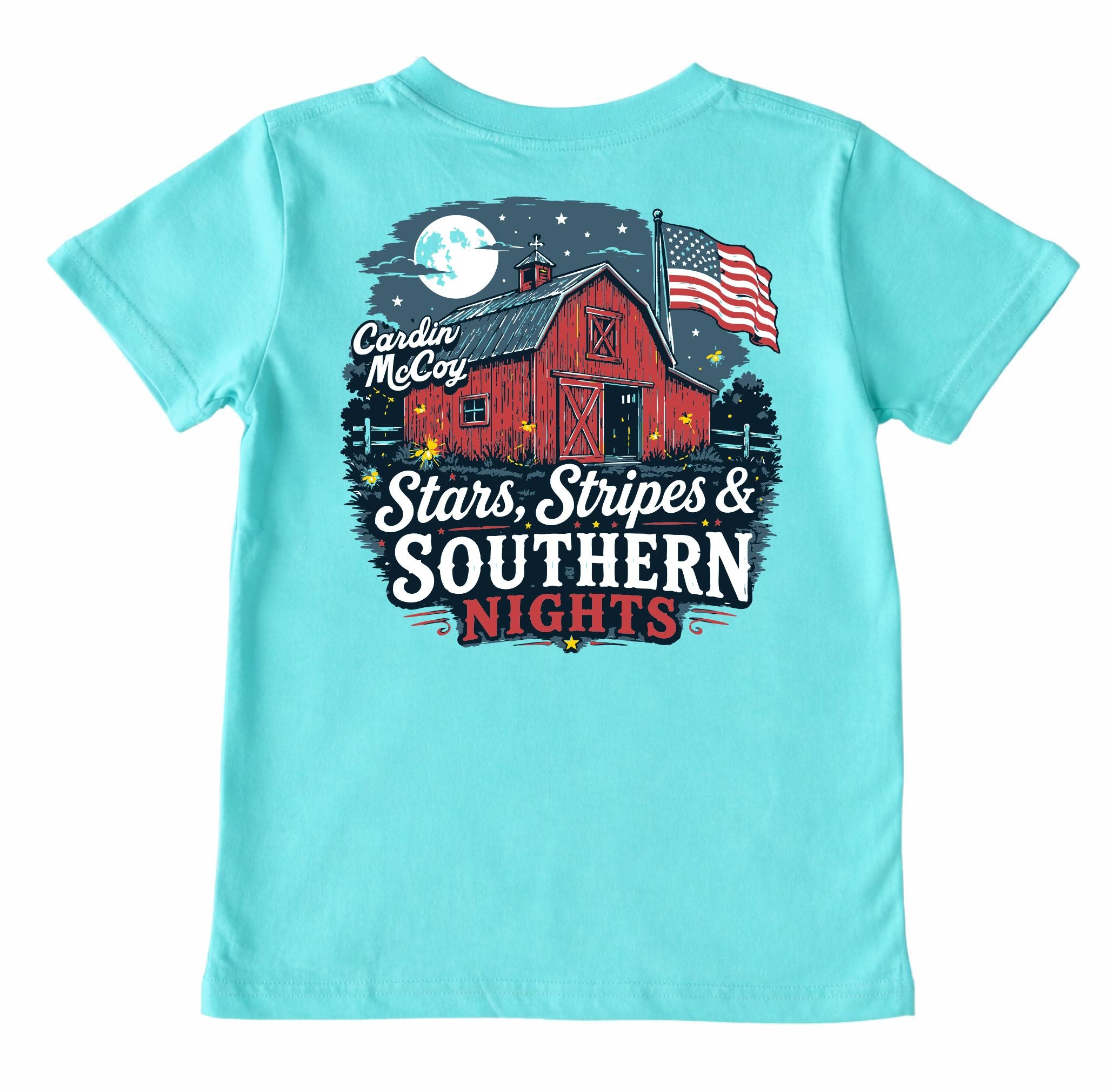 Kids' Stars, Stripes and Southern Nights Short-Sleeve Tee Short Sleeve T-Shirt Cardin McCoy Teal XXS (2/3) Pocket