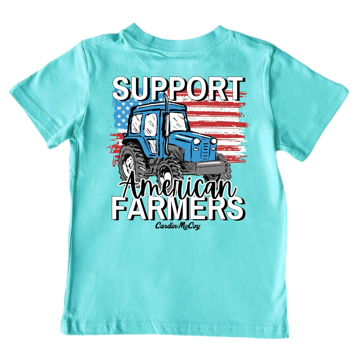 Kids' Support American Farmers Short-Sleeve Tee Short Sleeve T-Shirt Cardin McCoy Teal XXS (2/3) Pocket