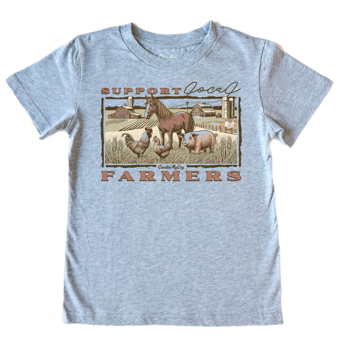 Kids' Support Local Farmers Front Short-Sleeve Tee Short Sleeve T-Shirt Cardin McCoy Heather Gray XXS (2/3) No Pocket