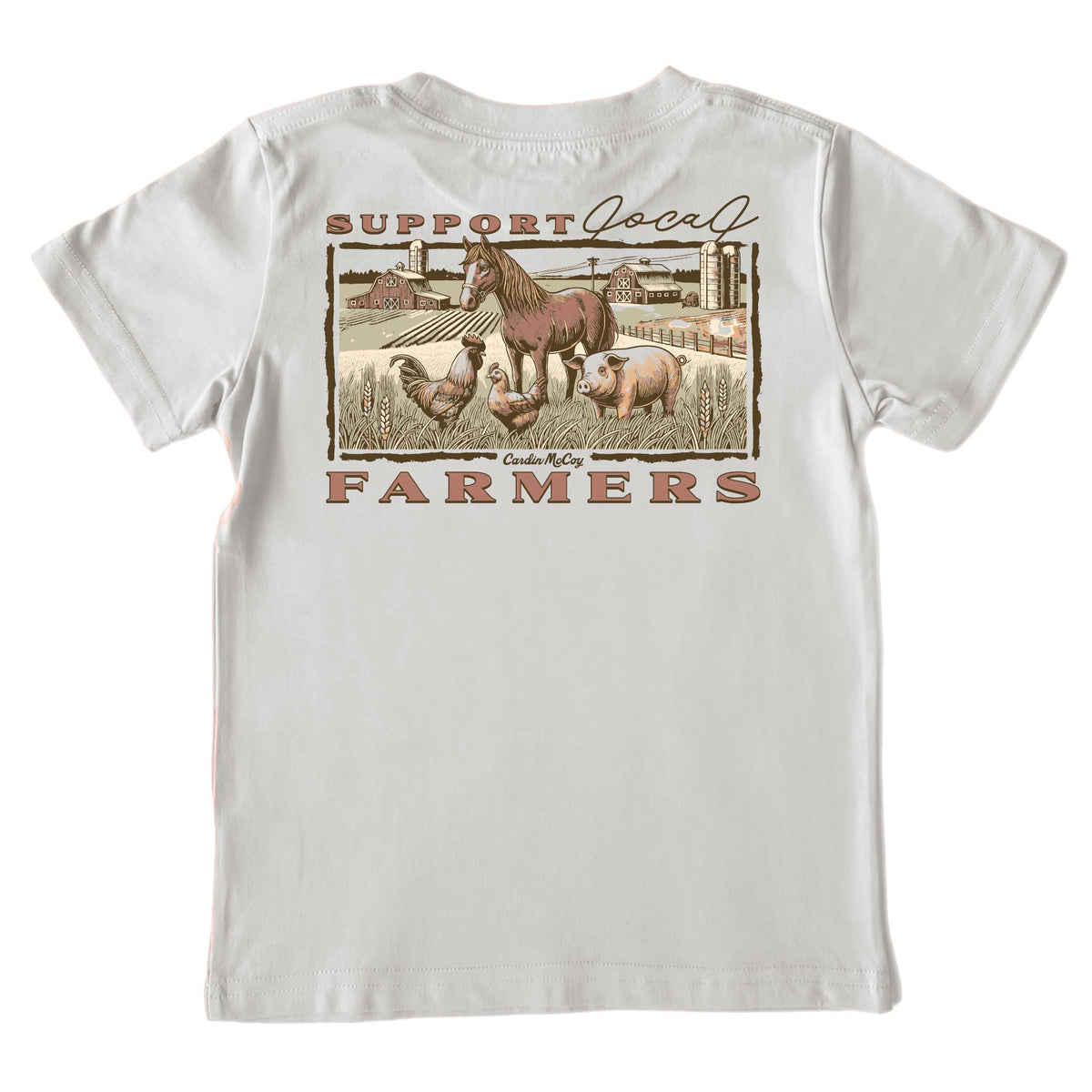 Kids' Support Local Farmers Short-Sleeve Tee Short Sleeve T-Shirt Cardin McCoy Ice Gray XXS (2/3) Pocket