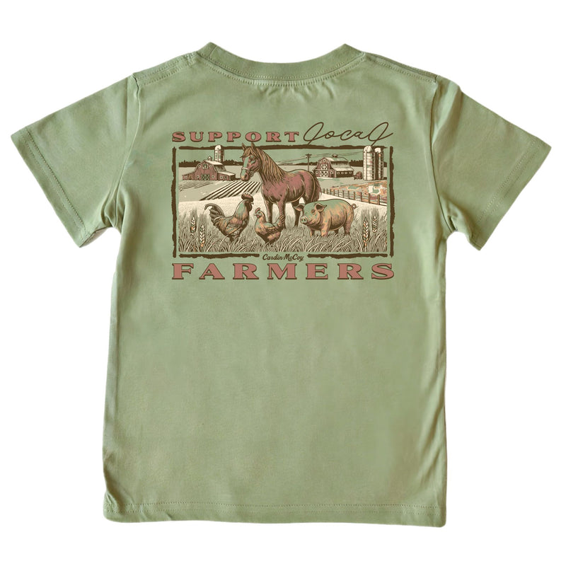 Kids' Support Local Farmers Short-Sleeve Tee Short Sleeve T-Shirt Cardin McCoy Light Olive XXS (2/3) Pocket