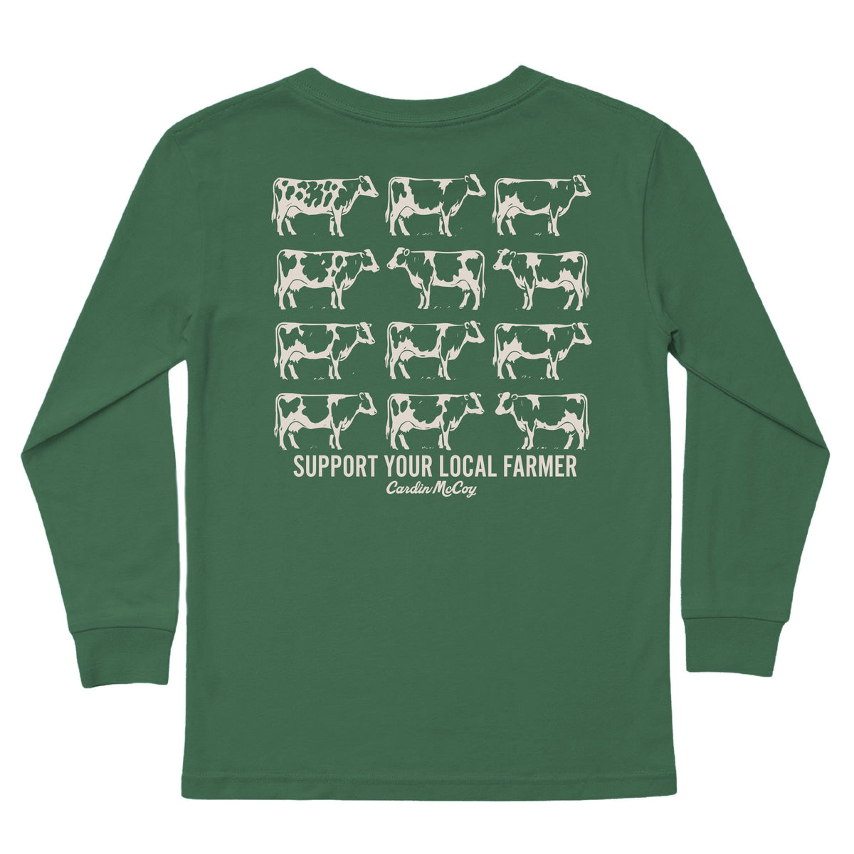Kids' Support Your Local Farmer Sketch Long-Sleeve Tee Long Sleeve T-Shirt Cardin McCoy Dark Olive XXS (2/3) Pocket