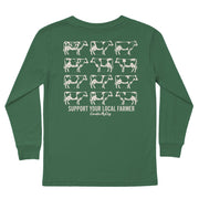 Kids' Support Your Local Farmer Sketch Long-Sleeve Tee Long Sleeve T-Shirt Cardin McCoy Dark Olive XXS (2/3) Pocket