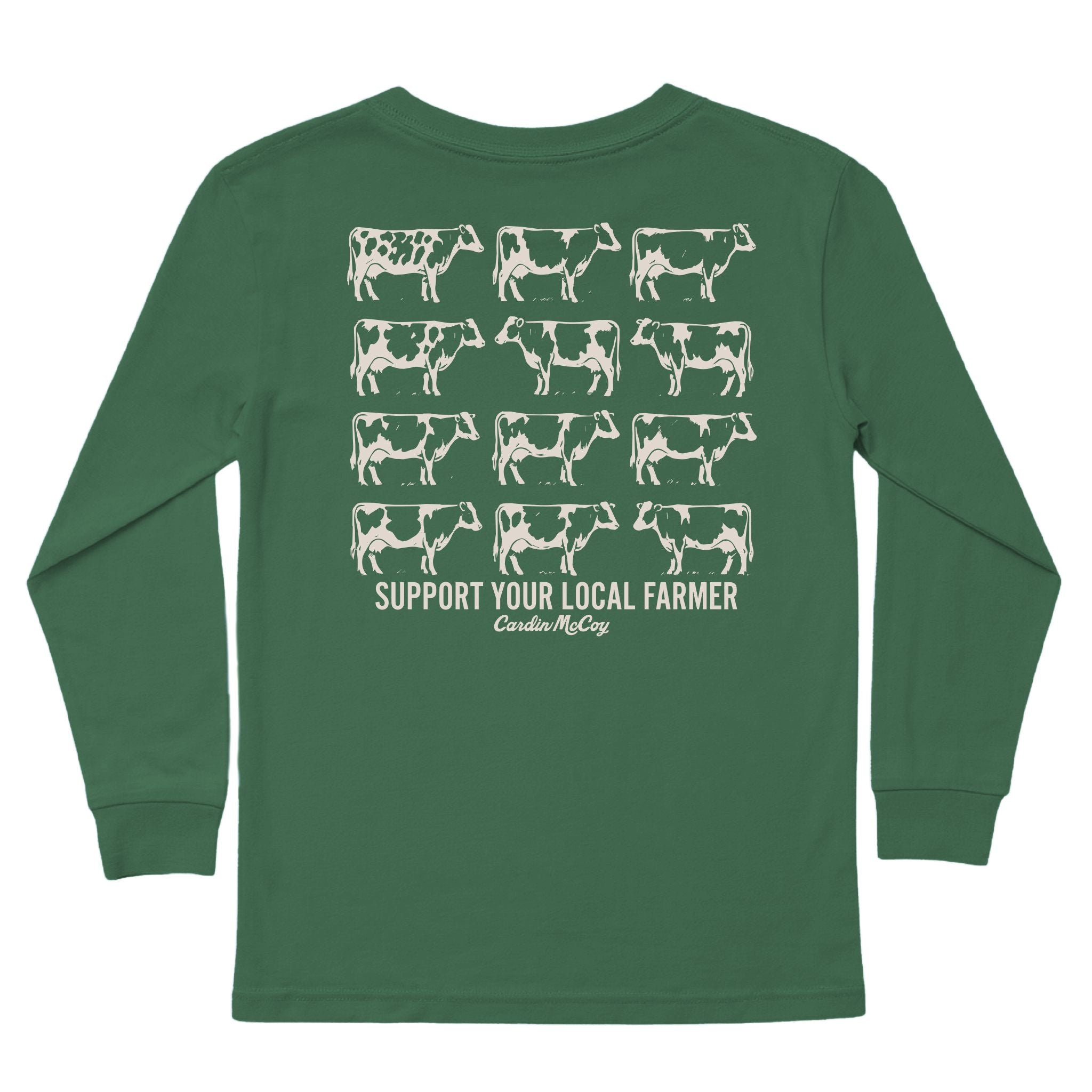 Kids' Support Your Local Farmer Sketch Long-Sleeve Tee Long Sleeve T-Shirt Cardin McCoy Dark Olive XXS (2/3) Pocket