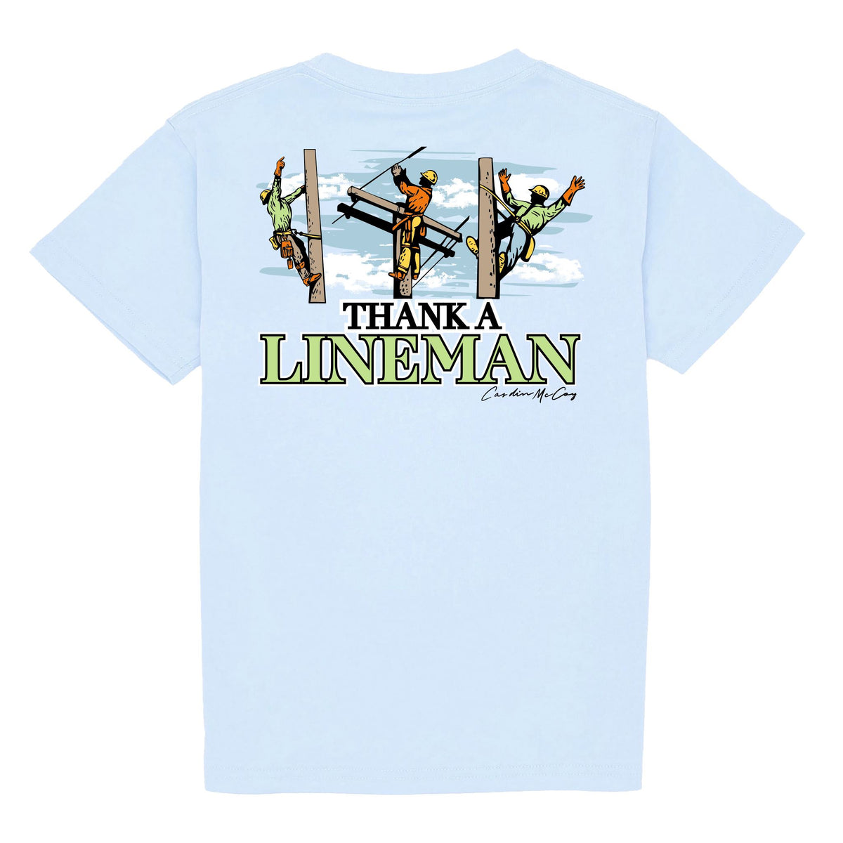 Kids' Thank a Lineman Short Sleeve Pocket Tee Short Sleeve T-Shirt Cardin McCoy Cool Blue XXS (2/3) 