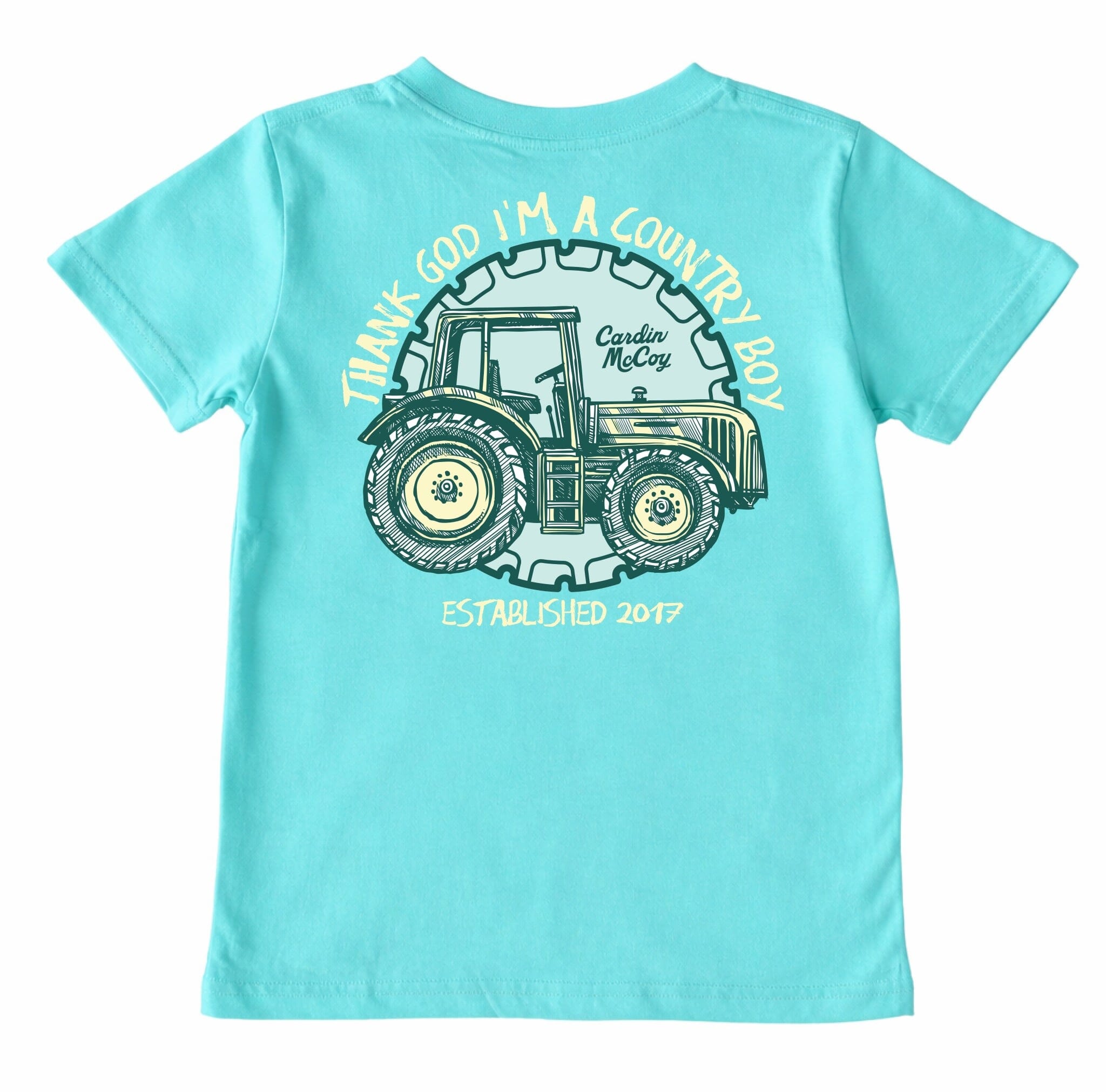 Kids' Thank God Short-Sleeve Tee Short Sleeve T-Shirt Cardin McCoy Teal XXS (2/3) Pocket