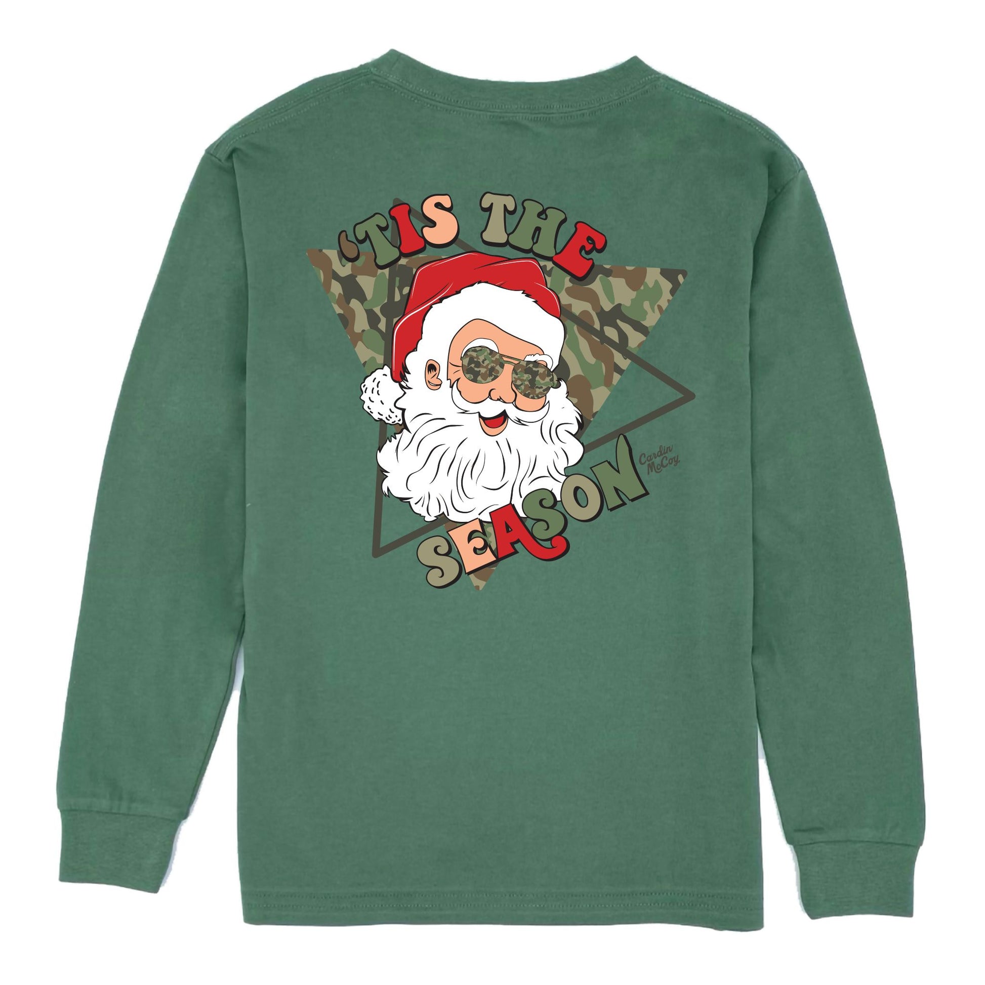 Kids' Tis' The Season Long-Sleeve Tee Long Sleeve T-Shirt Cardin McCoy Dark Olive XXS (2/3) Pocket