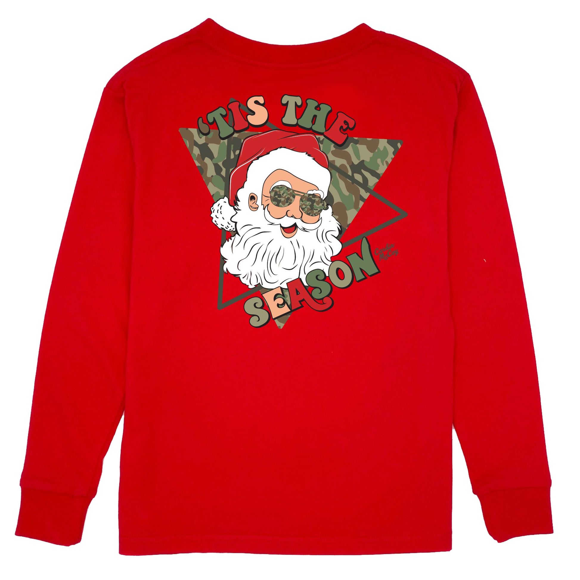Kids' Tis' The Season Long-Sleeve Tee Long Sleeve T-Shirt Cardin McCoy Red XXS (2/3) Pocket