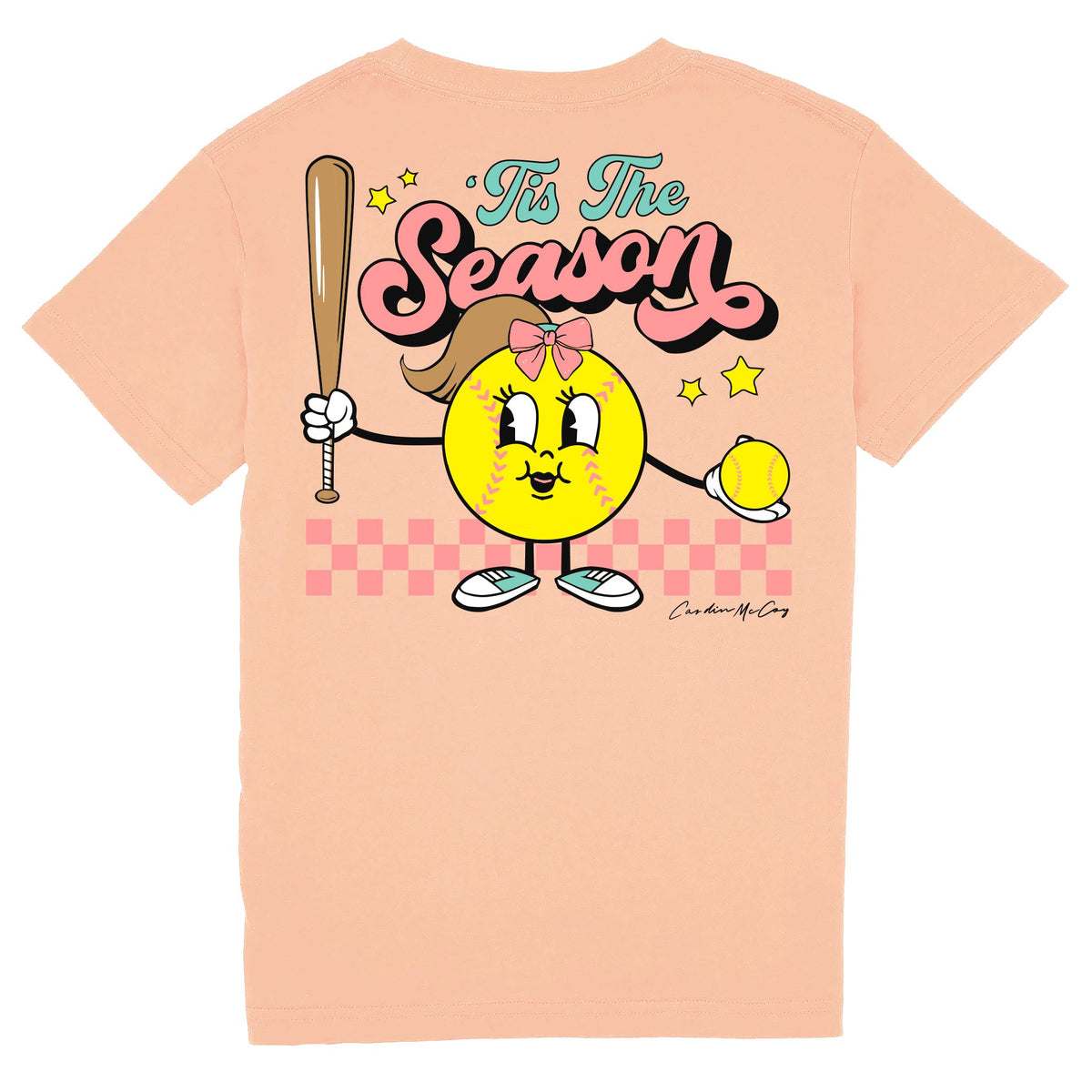 Kids' Tis the Season Softball Short Sleeve Pocket Tee Short Sleeve T-Shirt Cardin McCoy Peach XXS (2/3) 